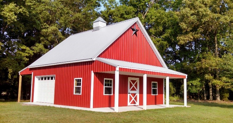 JD Metals Post Frame Red Barn